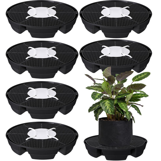 Geelin 6 Pcs Self-Watering Fabric Pot Base Auto-Irrigation System Plant Saucer for 5 Gallon Fabric Pots Auto Watering Plant Water Tray Self Watering System for Indoor Greenhouses Grow Tents Gardens