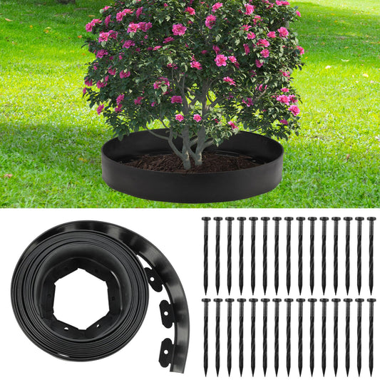 30 Ft Planting Grow Rings with 30 PCS Spikes Plant Rings for Outdoor Plants Planting Ring for Separate Rock and Maintain Moisture (30)