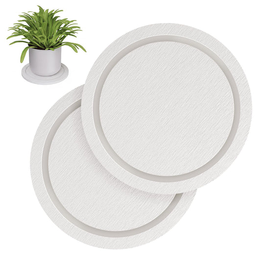 Johamoo Plant Saucer for Indoors, 2 Pack 8 Inch, Instantly Dry Diatomaceous Earth Plant Trays, Stone Plant Pot Saucers Drip & Drainage Tray, Women’s Gifts for Valentine, White