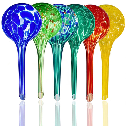 Plant Self Watering Globes – 6 Pack Small Colorful Glass Plant Watering Device for Indoor Pots, Self Watering Bulbs for Vacation Plant Care, Drip Irrigation System, Garden Patio Hanging Plants