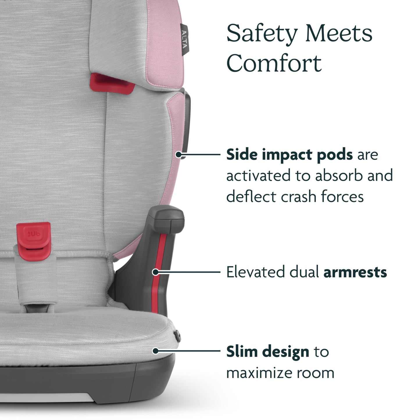 UPPAbaby Alta V2 High Back Booster Seat/Seven-Position, Active Support Headrest for Growing Children/SecureFit Integrated Belt Guide + Positioner/Cup Holder Included/Iris (Grey Mélange/Lavender)