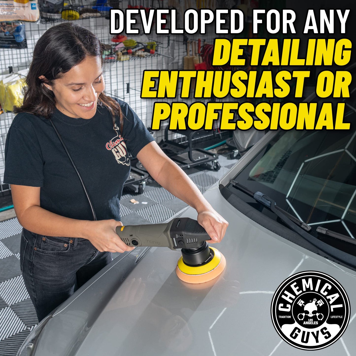 Chemical Guys TORQX Dual-Action Random Orbital Polisher Detailing Kit – 13-Piece Kit With Arsenal Range Bag, Pads, Accessories for Paint Correction, Premium Buffer