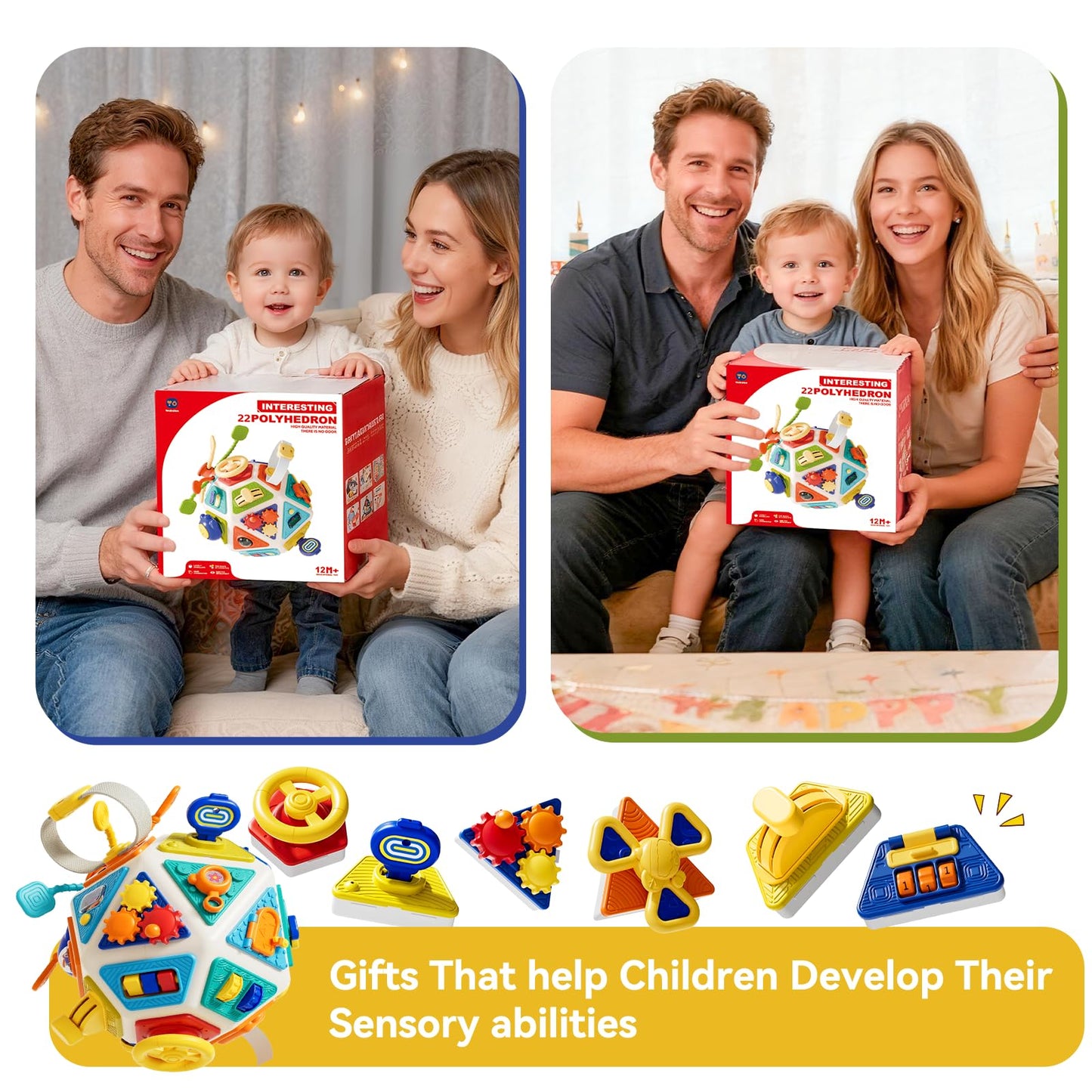 22‑in‑1Toddler Busy Board Activity Cube Toys, Montessori Sensory Toy & Travel Leaning for Toddlers, Early Education Active Toy and Fine Motor Skills Development Toy for 1 2 3 Years Old Boys & Girls