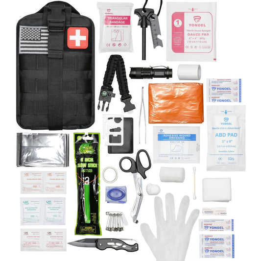 EMT 1st 250 Pcs Emergency Responder First Aid Kit with 30 Unique Items & Mylar Blankets Large First aid kit for car, Travel & Home - Emergency Bag for Hiking, Camping, Backpacking and Outdoor
