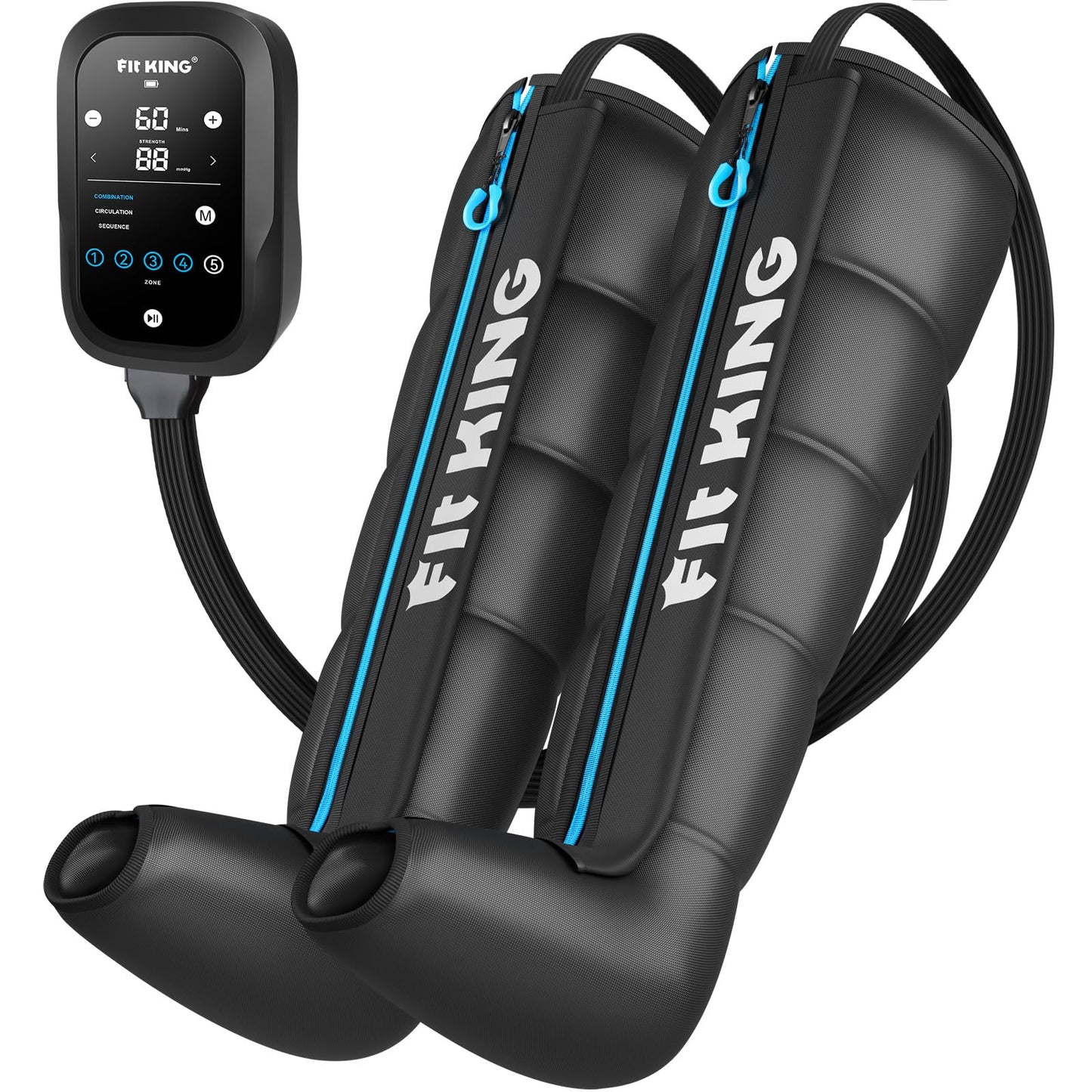 FIT KING Upgraded Leg Massager Recovery Boots, Professional Air Compression Recovery System for Circulation & Athlete-Level Fast Recovery, Cordless Rechargeable Compression Boots (Medium)