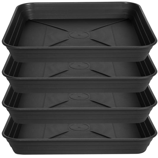 Feyvdzv 4 Pack Square Plant Saucer Tray 8 inch, 6 8 10 12 14 16 18 20 inch Heavy Duty Plastic Square Plant Saucers for Indoors Outdoor, Flower Planter Drip Trays for Pots, Seed Starting Tray