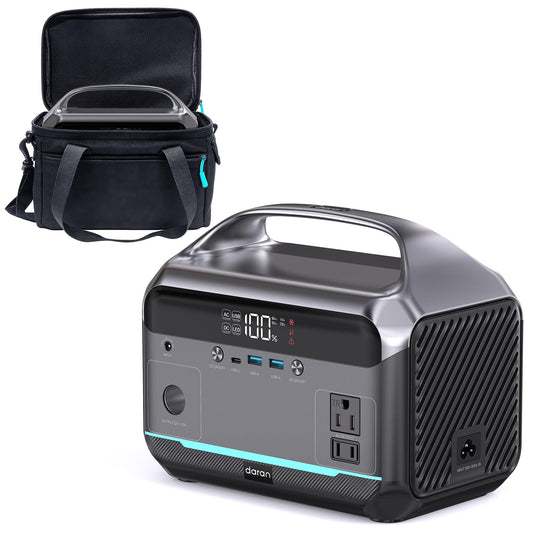 DARAN Portable Power Station 350W (600W Surge), Solar Generator 288Wh(90,000mAh) LiFePO4 Battery Backup with AC Outlets, 7-Port Design Power Bank for Camping, Hurricane Emergency RV