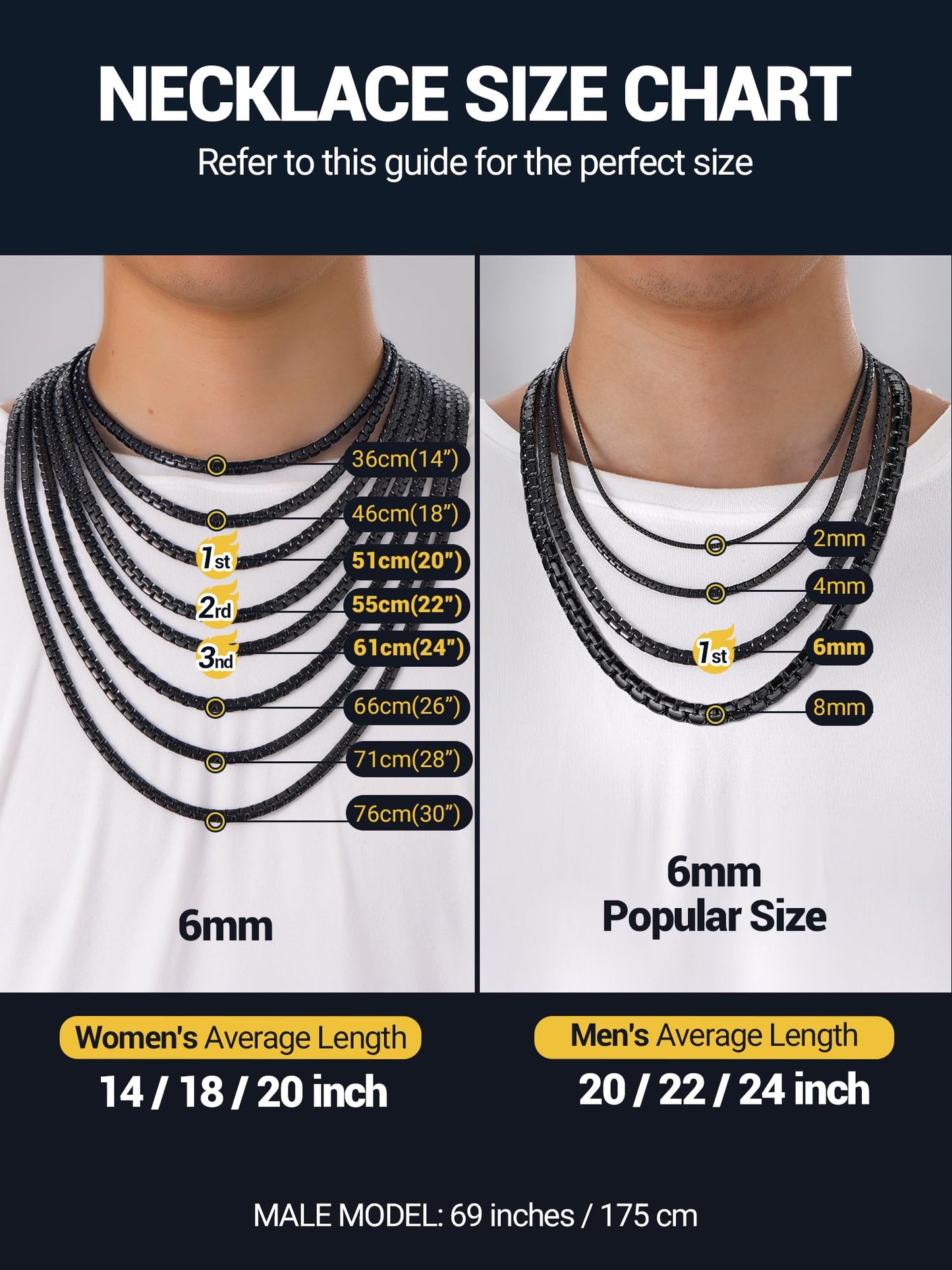 PROSTEEL Flat Link Chain Layering Layered Necklace Men Jewelry Statement Necklace Minimalist Gothic Black Chain