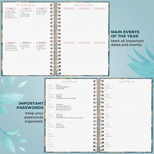 PLANBERRY Large Hourly Schedule Planner Premium – Undated Organizer for Productivity, Time Management & Budget, 8x10.4″ (Tropical Forest)