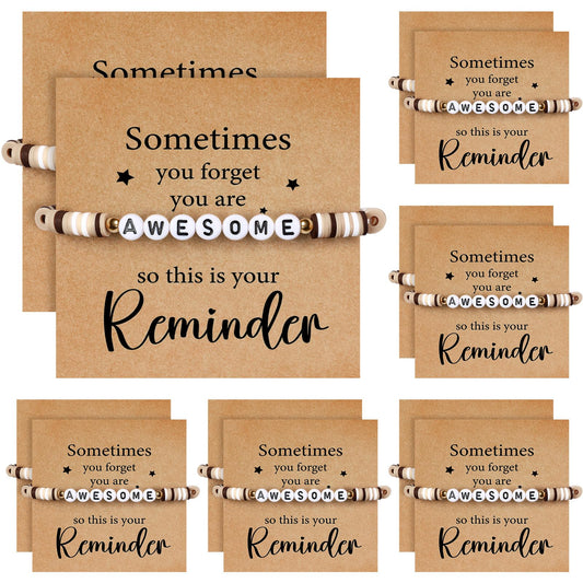 Huquary 24 Set Employee Appreciation Bracelets Team Gift Bulk Sometimes You Forget You Are Awesome Bracelets with Card Motivational Party Favor for Coworker Teacher Doctor Nurse Social Worker Gift
