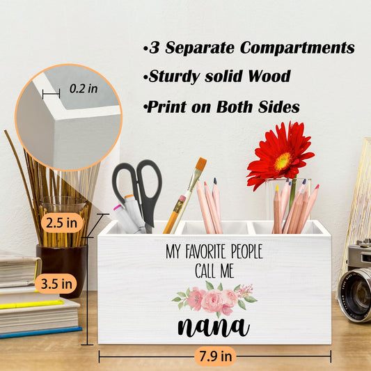 Beliran Gifts for Nana Pen Holder for Desk, Nanas Pencil Organizer, Nanas Gifts for Mothers Day Birthday, My Favorite People Call Me Nana Wooden Pen Holder Desk Accessories Decor for Home Office
