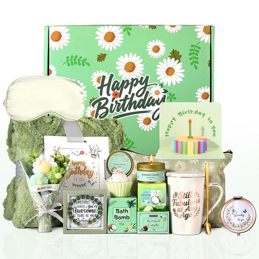 Mothers Day Gifts for Mom Daisy Birthday Gifts for Women Self Care Gift Happy Birthday Gift Baskets for Women Spa Birthday Box Care Package for Women Mom Wife Daughter Sister Girlfriend Best Friend