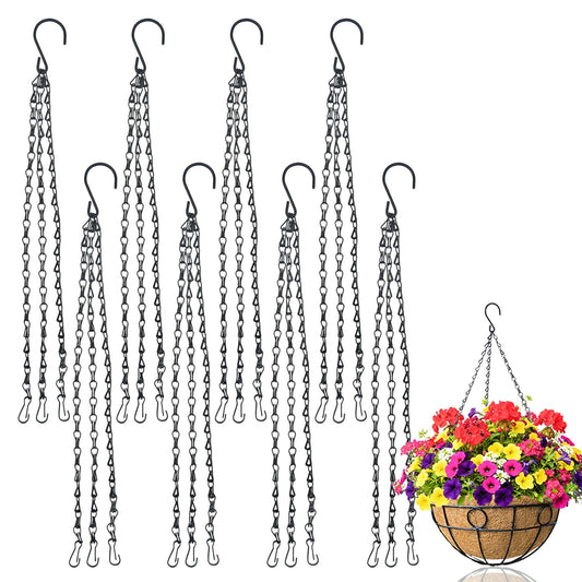 XXFBJNMD 8 Pcs Hanging Chain 21.6 Inches Black Hanging Plant Chain and Hooks 3-Point Basket Replacement Chain for Planters, Bird Feeders, Lantern, Lamp