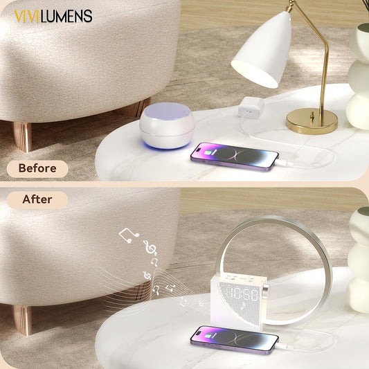 Vivilumens Sunrise Digital Alarm Clock, White Noise Sound Machine, Sleep Aid Timer with USB Port, Dimmable Digital Clocks Display, Snooze,10 Ringtones for Heavy Sleepers, Bedroom Decor Gifts for Women