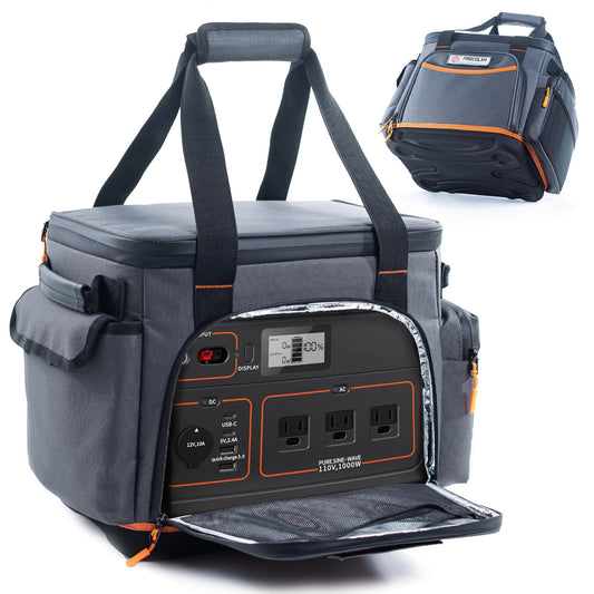 FRECOLSH Travel Carrying Case Compatible with Jackery Explorer 1000, Portable Power Station Storage Case with Water- proof Bottom and Pocket for Jackery Accessories Solar Generator Storage Bag Only