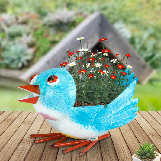 FJJBSD Metal Cute Bird Planter,Fun Garden Flower Succulent Pot Indoor Outdoor Decor .Unique Animal Planter Flower Pots Gift Ideas for Mother and Teacher