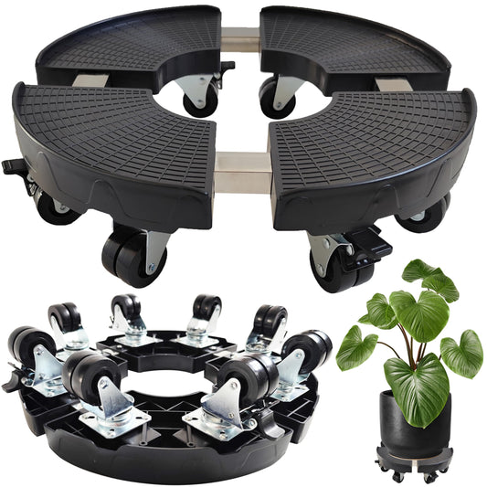 NOAMOO 15-20 Inch Plant Caddy with Wheels Outdoor Indoor, Large Rolling Plant Stand for 600lb Heavy Duty Flower Pots, Round Plant Rollers Lockable Potted Planter Dolly, Black