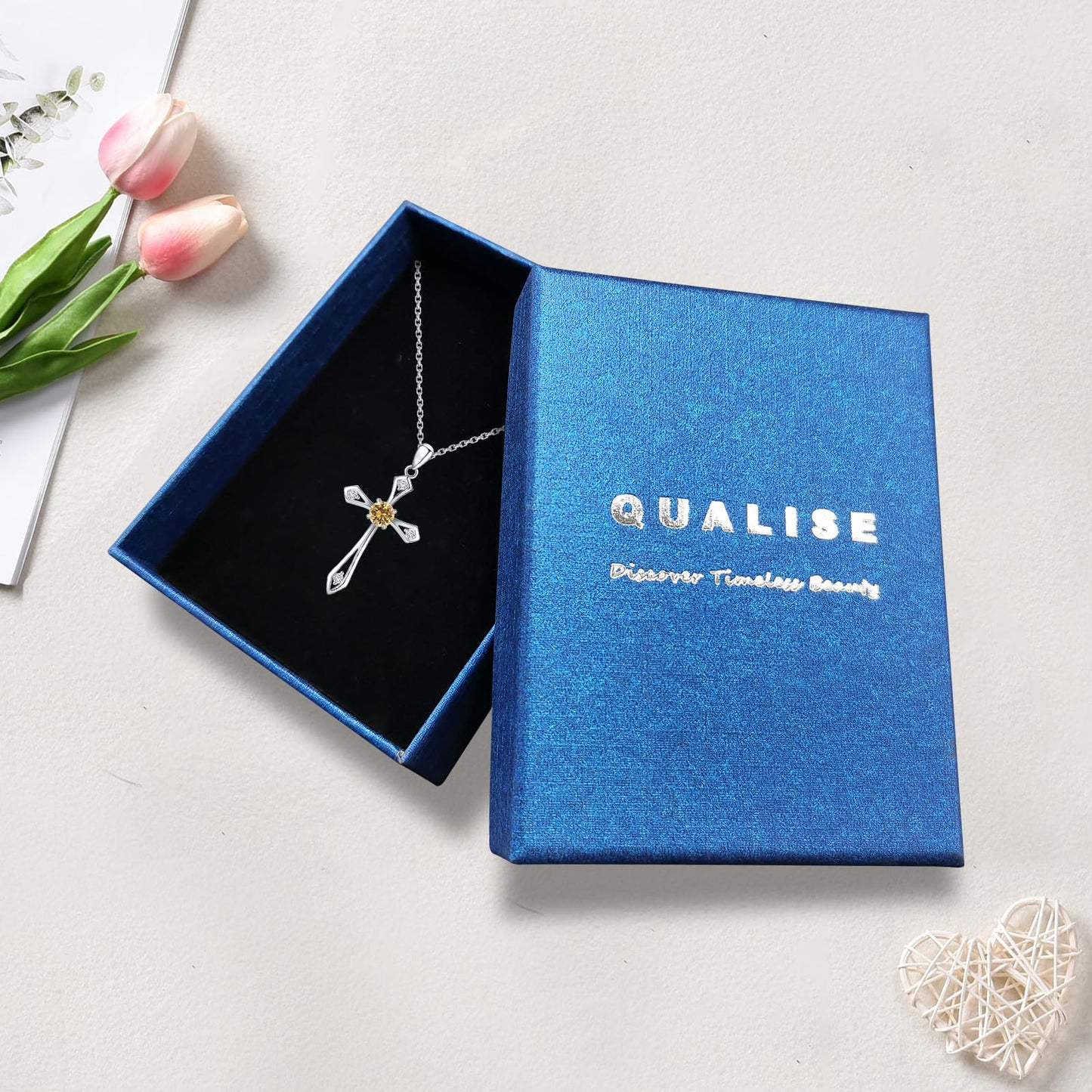 Cross Necklace for Women ,925 Sterling Silver Birthstone Necklace,Citrine-November Birthstone Cross pendant jewelry ,Faith Religious Fine Jewelry Valentines Day Gifts Birthday Holiday Gifts for Her