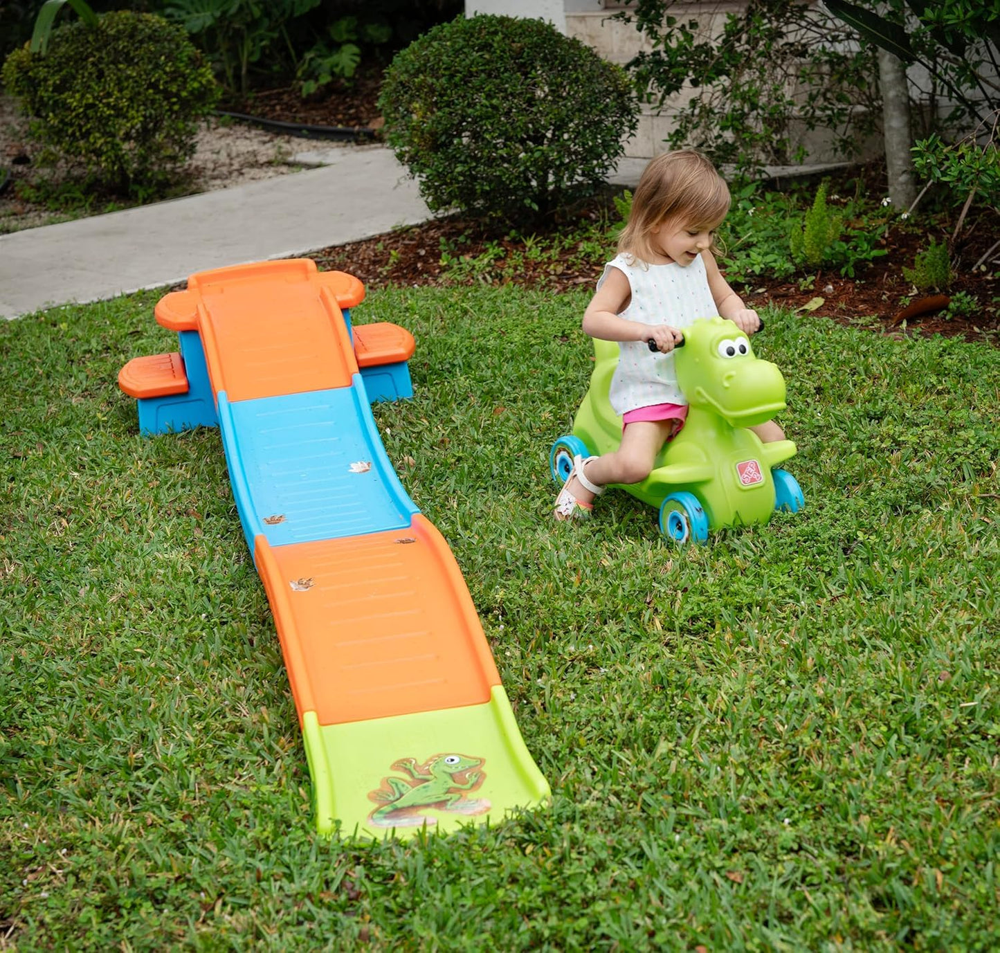 Step2 Dino Dash Up & Down Roller Coaster Kids Ride On Toy, Push Car, Indoor/Outdoor Playset, Made of Durable Plastic, Max Weight 50 lbs., for Toddlers 2-5 Years Old