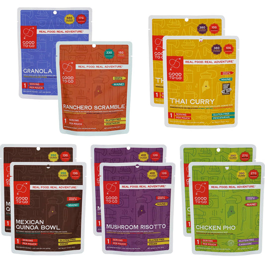GOOD TO-GO Summit Food Kit | Variety Pack | Camping & Backpacking Food | Just Add Water Backpacking Meals | Good To-Go Dehydrated Meals Taste Better Than Freeze Dried MRE