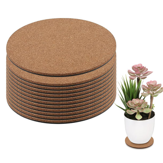 JEUIHAU 12 PCS 6 Inch Cork Plant Mats,Cork Plant Coasters,Round Plant Saucers Coaster for Gardening, Indoor and Outdoor Pots, DIY Craft Project
