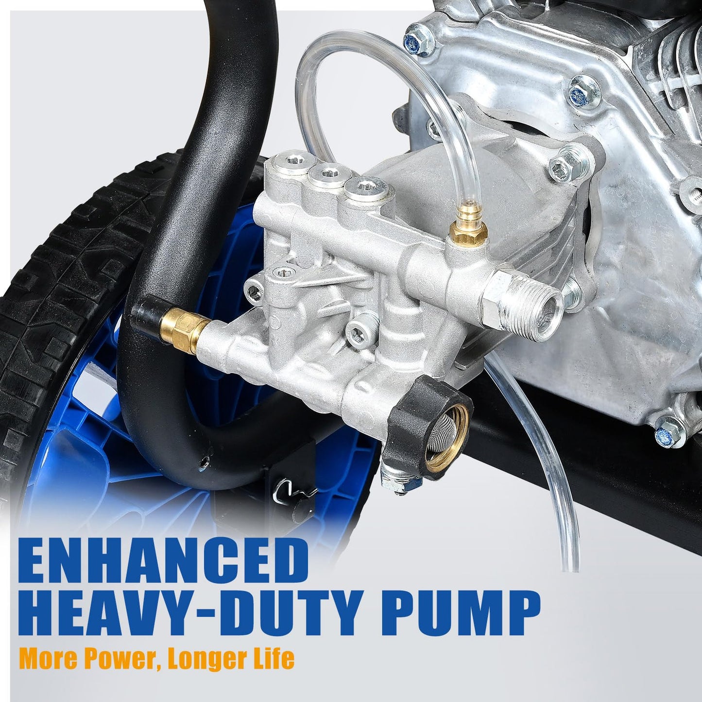 TOOLCY Gas Pressure Washer 3400 PSI & 2.8 GPM, High-Performance 212cc Engine, Foldable Handle, Reinforced Pump, 35FT Extended Power Hose, Kink-Less Swivel Gun with & 5 Nozzles, for Driveways/Patios