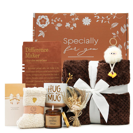 Self Care Gifts for Women Get Well Soon Gift, Unique Birthday Gift for Women Spa Gift Baskets Care Package Mothers Day Gifts for Mom Sister Wife Grandma w/ Blanket