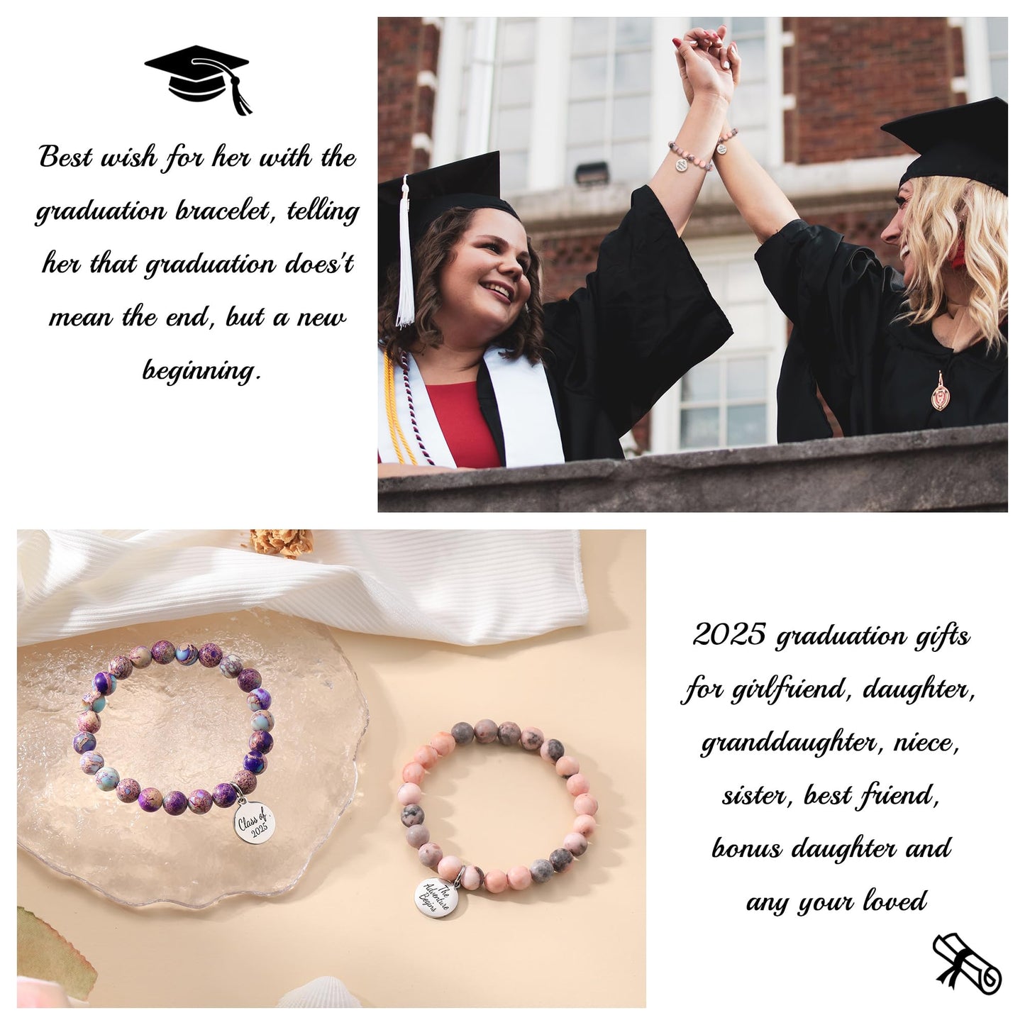 Sistble Class of 2026 Graduation Gifts for Teen Girls Jasper Beaded Bracelets for Daughter Graduation Bracelet 2026 High School College Daughter Gift Jewelry