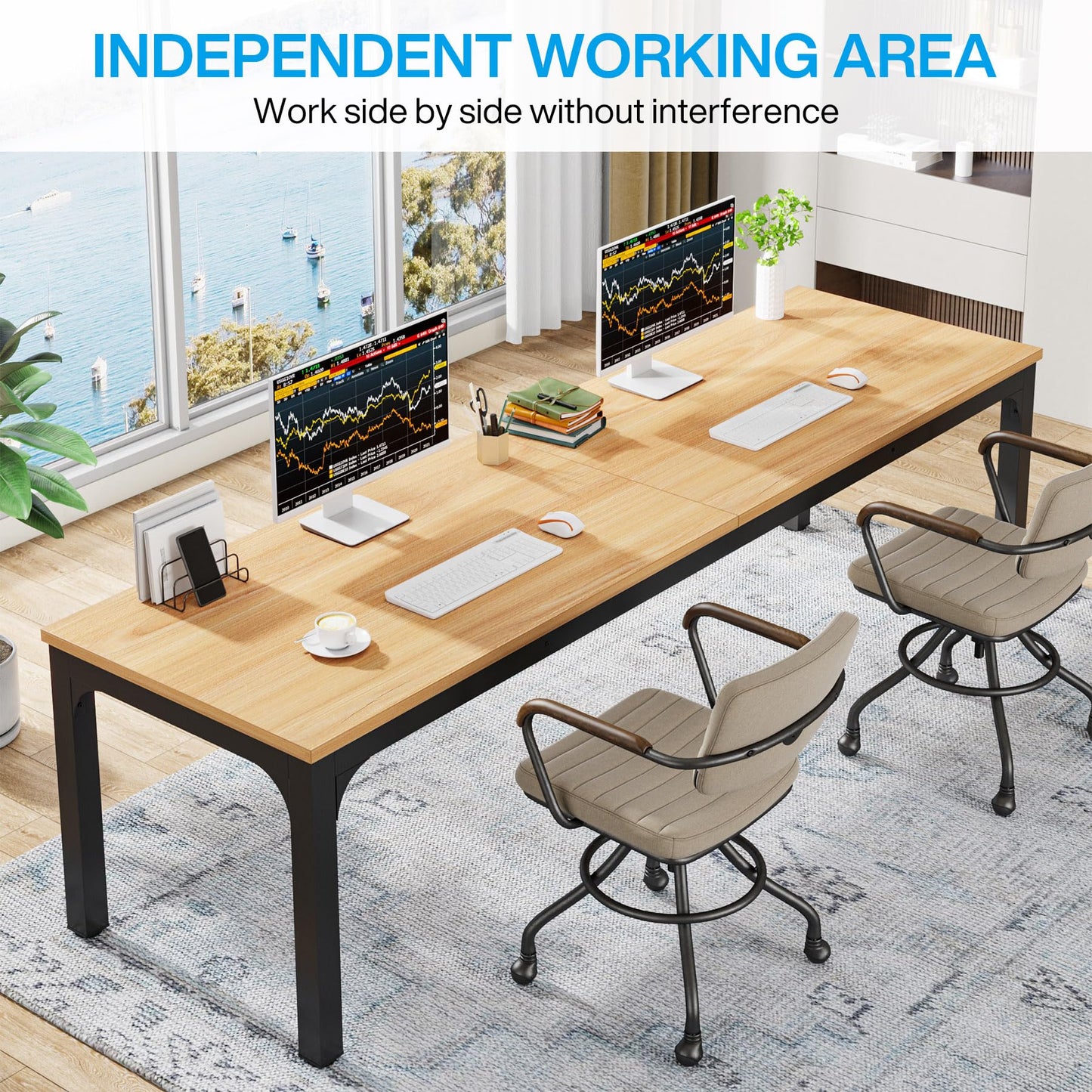 Tribesigns 78.7 Inches Extra Long Computer Desk 2 Person Desk, Double Long Desk, Workstaion for Home Office