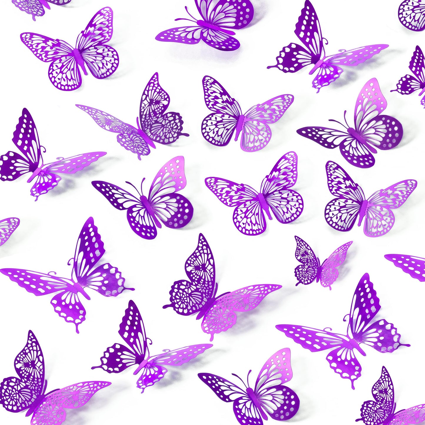 SAOROPEB 3D Butterfly Wall Decor - 48 Pcs, 4 Styles, 3 Sizes, Gold Butterfly Decorations for Birthday & Party Celebrations, Removable Stickers