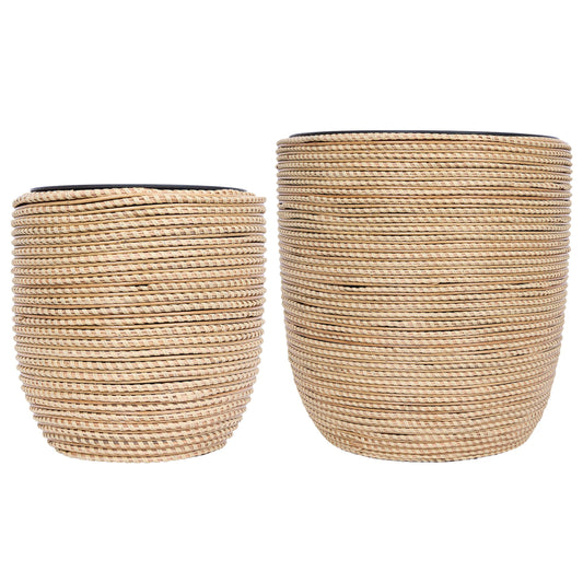 Alpine Corporation Indoor/Outdoor Poly Rattan Planters with Removable Inserts - Set of 2