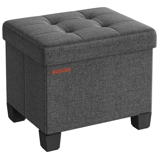 SONGMICS Storage Ottoman, Small Ottoman Foot Rest with Legs, 12.6 x 15.7 x 13.2 Inches Foot Stool, Load up to 660 lb, for Living Room, Bedroom, Dorm, Slate Gray ULSF012G01