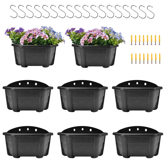 ORIMERC 9.8 Inches Self Watering Wall Planters for Indoor Plants, Railing Planters Balcony Planters Wall Hanging Planters, Lightweight, Dark Coffee (Pack of 8)