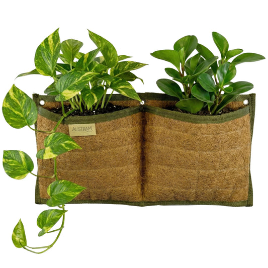 Austram Wall Hanging Planter, 2 Pocket, Hanging herb Planter, wall Mounted Plant Holder, Vertical herb Garden, Plant Hanger Indoor, Boho Kitchen Decor, Porch and Balcony Decor, Fence planters