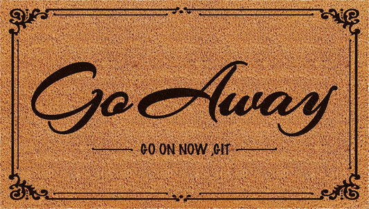 Go Away Go On Now Git Doormat 30x17 Inch Front Mat Funny Halloween Coir Doormat Outdoors Indoor Washable Cute Holiday Welcome Mats for Entryway with Rubber Backing Home Decor Prank Gift