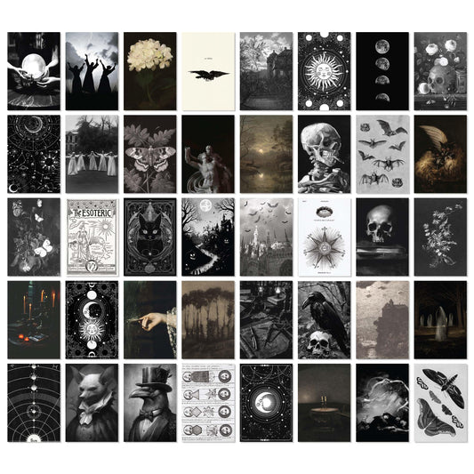 97 Decor Witchy Decor Aesthetic - 40 Pcs Gothic Posters Moody Spooky Home Decors, Gothic Halloween Decorations, Scary Creepy Wall Art Prints, Dark Witchy Wall Collage (4"x6")