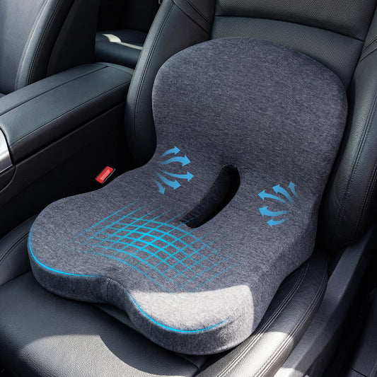 ZUAMEGUMemory Foam Car Seat Cushion – Ergonomic Driver Cushion for Sciatica & Tailbone Pain, Breathable Non-Slip Car Seat Pad for Car, Office Chair, Wheelchair