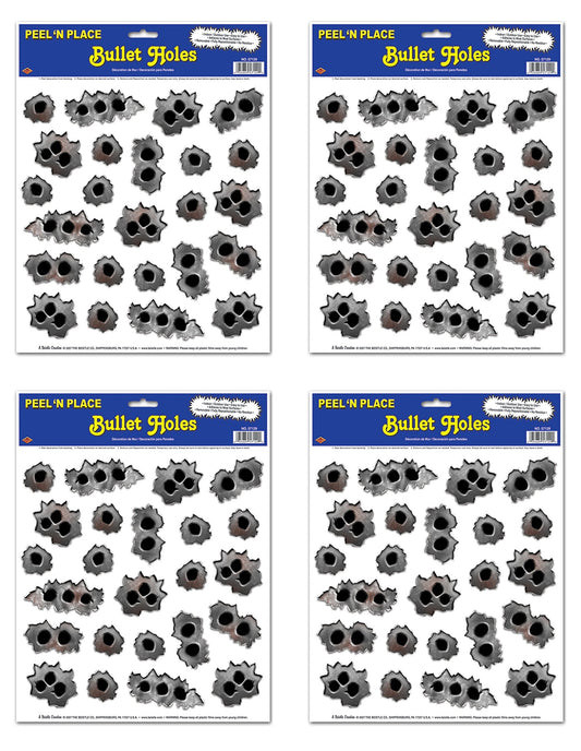 Beistle 4 Sheets Bullet Holes Wall Decorations For 20's Theme, Western Party Supplies, Crime Scene Investigation