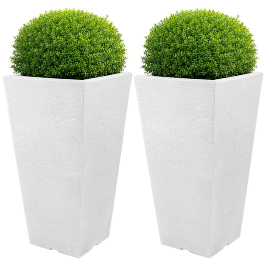 Large Outdoor Planters 2-Pack - 22.4-Inch Tall Planters for Outdoor Plants or Indoor Pots for Plants - Plastic Flower Pots for Patio, Entryway, or Front Porch Decor by Pure Garden (White)