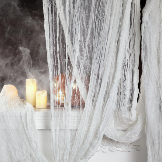 400" x 85" Halloween Creepy Cloth - Large Size Spooky Fabric - Scary Gauze Blood Creepy Cloth for Haunted House, Party, Yard, Wall, Doorway, Outdoors Decoration (White)