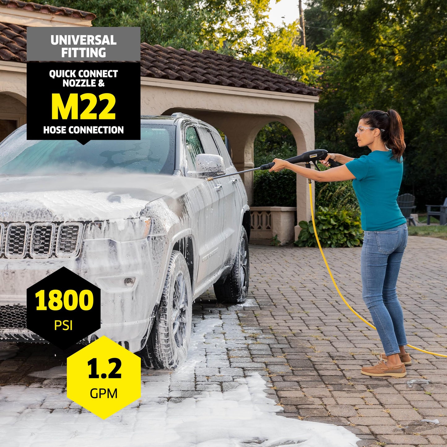 Kärcher Pressure Washer K1800PS Cube, CETA Certified, 3 Spray Nozzles, Detergent Tank, for Cars, Driveways, Siding, Patios, 1.2 max. GPM