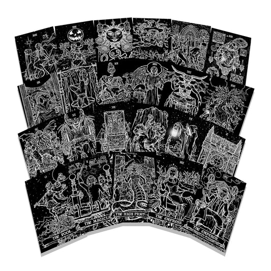 Terror Tarot Card Sticker Pack - Gothic Halloween Horror Stickers (Shadow Edition)