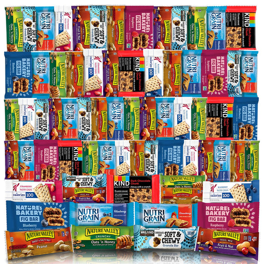 Veratify Healthy Mixed Snack Box (66 Count) Snacks Gift Basket Granola Bars Bulk Variety Grab and Go Men Women Adults Office Work Travel Employee Appreciation School College
