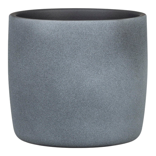 SCHEURICH Set of 2 Solido Dark Stone Ceramic Pots – 5.9" Barrel-Shaped Indoor Planters – Durable&UV-Resistant - for Houseplants, Herbs & Greenery – Modern Decorative Design – Made in Germany – 0.5 gl