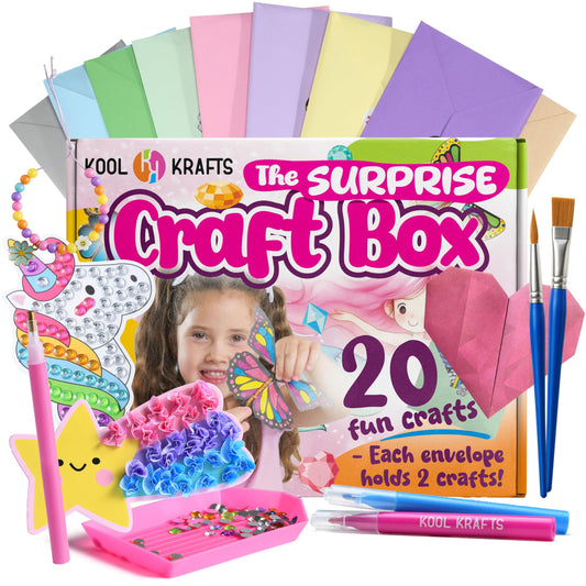 20 Arts & Crafts Kit for Girls – The Surprise Craft Box, All-Inclusive DIY Craft Set with 20 Fun Projects, Individually Packaged, Easy Step-by-Step Instructions, Creative Activity Gift for Kids