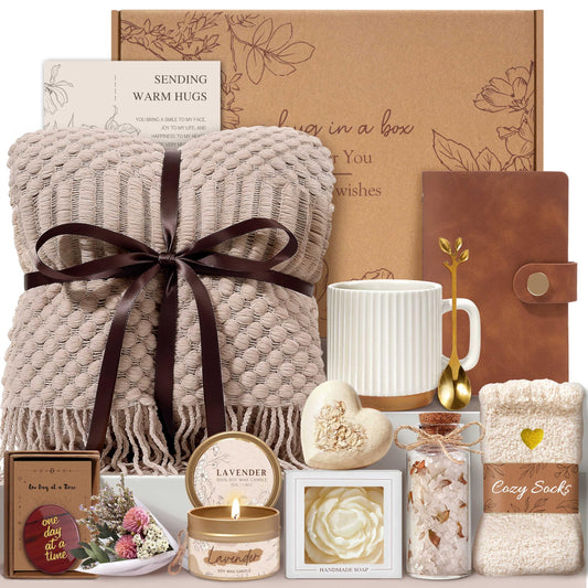 Get Well Soon Gift Baskets for Women Self Care Gifts, Spa Care Package After Surgery Inspirational Thinking of You Sympathy Gifts for Loss of Loved One, Mothers Day Birthday Gift for Her Friend