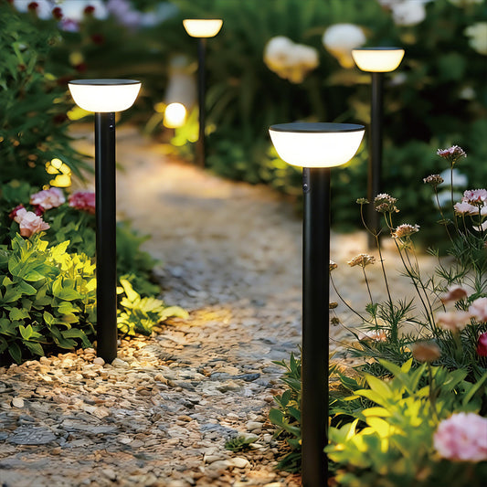 VerLuce Basin Series - 24.5" Solar Pathway Lights - Walkway Lights for Outside - PIR Sensor & Three Lighting Modes - Rechargeable Battery Lasts Up to 35 Hours - 2700K - Dark Sky Friendly - 4 Pack