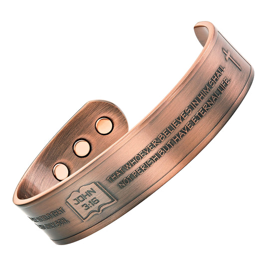 Willis Judd JESUS Men's Pure Copper Magnetic Therapy Adjustable Bracelet Bangle