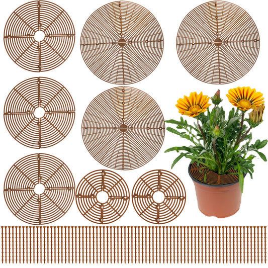 8 Pcs Plant Pot Grid Cuttable Flower Soil Protector 3 Pcs 20.8" 3 Pcs 11.8" and 2 Pcs 7.5" Plant Pot with 76 Pcs Stakes ABS Environmentally Friendly Plastic Cat Pet Digging Stopper for Indoor Outdoor