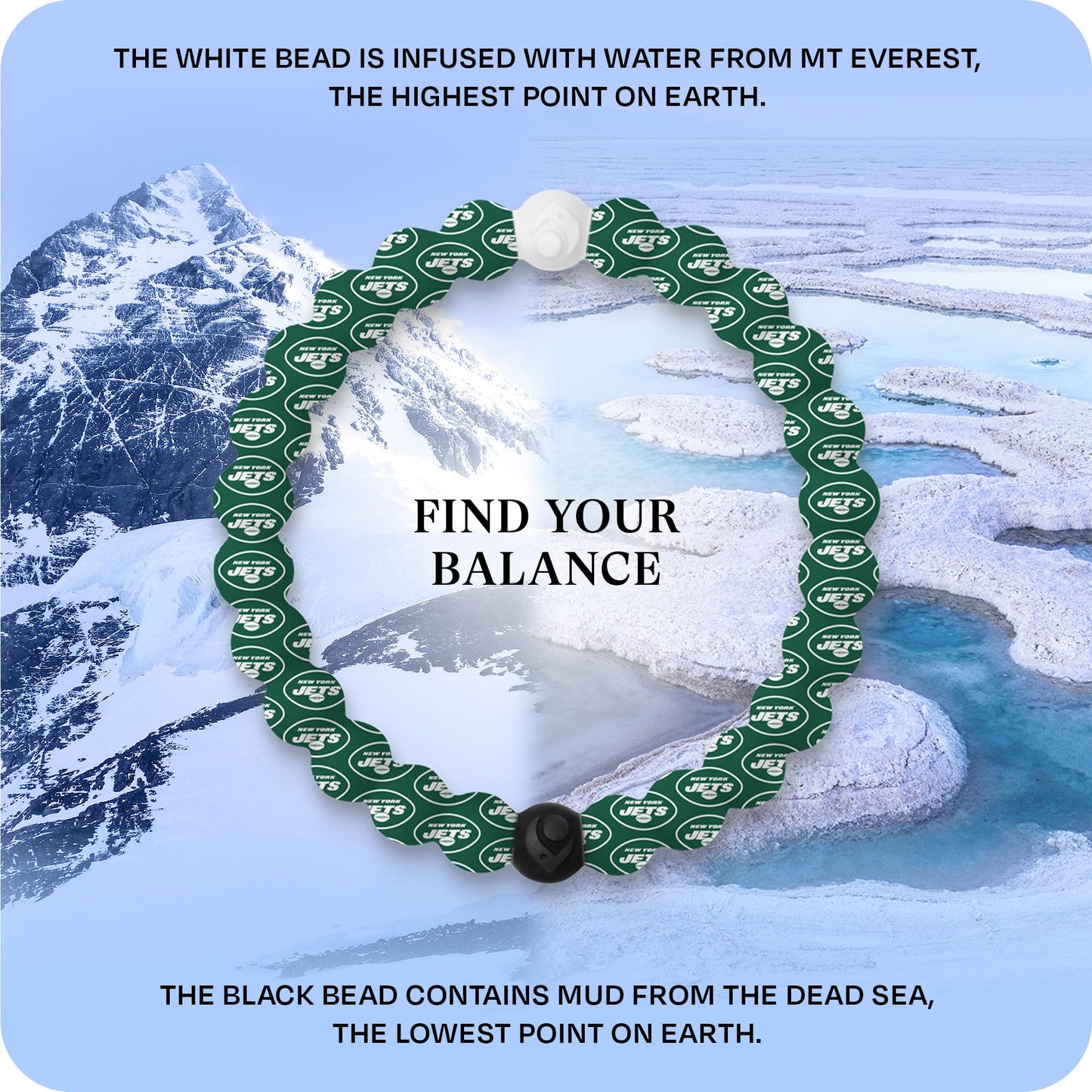 Lokai Silicone Beaded Bracelet for Men & Women, NFL Football Collection - New York Jets, Medium - Silicone Jewelry Fashion Bracelet Slides-On for Comfortable Fit